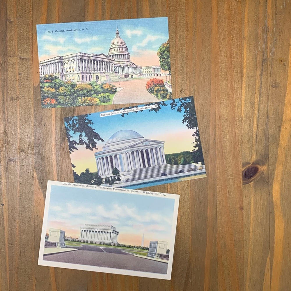 New, with Stamp Antique 1930s Postcard Prints Set of Three Washington DC